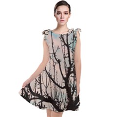 Fruit Tree Silhouette Aesthetic Tie Up Tunic Dress by Pakrebo