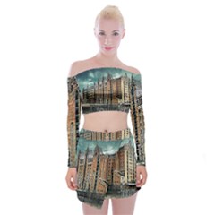 Architecture City Building Travel Off Shoulder Top With Mini Skirt Set by Pakrebo