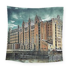 Architecture City Building Travel Square Tapestry (large) by Pakrebo