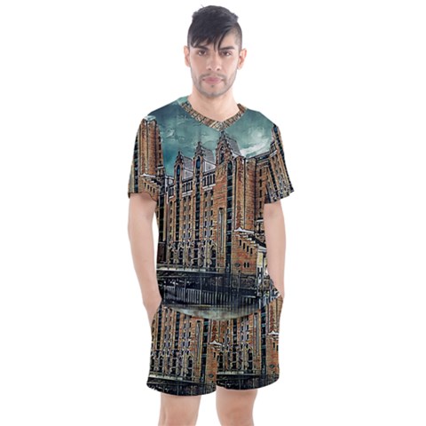 Architecture City Building Travel Men s Mesh Tee And Shorts Set by Pakrebo