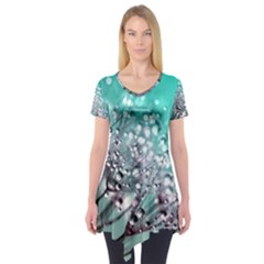 Dandelion Seeds Flower Nature Short Sleeve Tunic  by Pakrebo