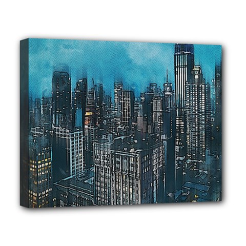 Cityscape Buildings Skyscraper Deluxe Canvas 20  X 16  (stretched) by Pakrebo