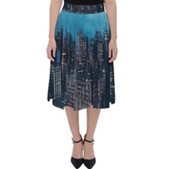 Cityscape Buildings Skyscraper Classic Midi Skirt by Pakrebo