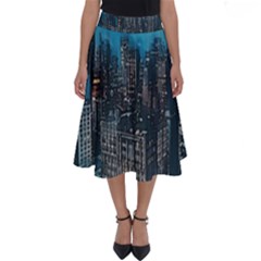 Cityscape Buildings Skyscraper Perfect Length Midi Skirt by Pakrebo