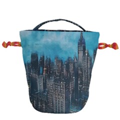 Cityscape Buildings Skyscraper Drawstring Bucket Bag