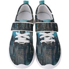 Cityscape Buildings Skyscraper Men s Velcro Strap Shoes by Pakrebo