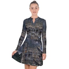 Castle Mansion Architecture House Long Sleeve Panel Dress by Pakrebo