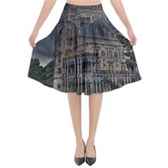 Castle Mansion Architecture House Flared Midi Skirt by Pakrebo