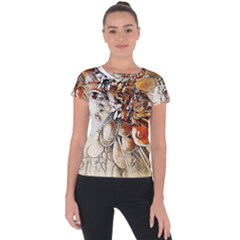 Collage Art The Statue Of Shell Short Sleeve Sports Top  by Pakrebo