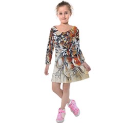 Collage Art The Statue Of Shell Kids  Long Sleeve Velvet Dress by Pakrebo