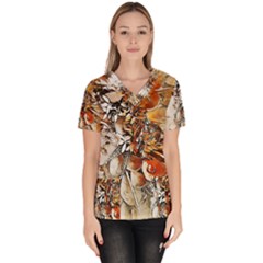 Collage Art The Statue Of Shell Women s V-neck Scrub Top by Pakrebo