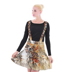 Collage Art The Statue Of Shell Suspender Skater Skirt by Pakrebo