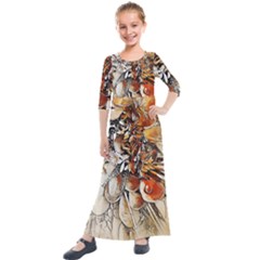 Collage Art The Statue Of Shell Kids  Quarter Sleeve Maxi Dress by Pakrebo