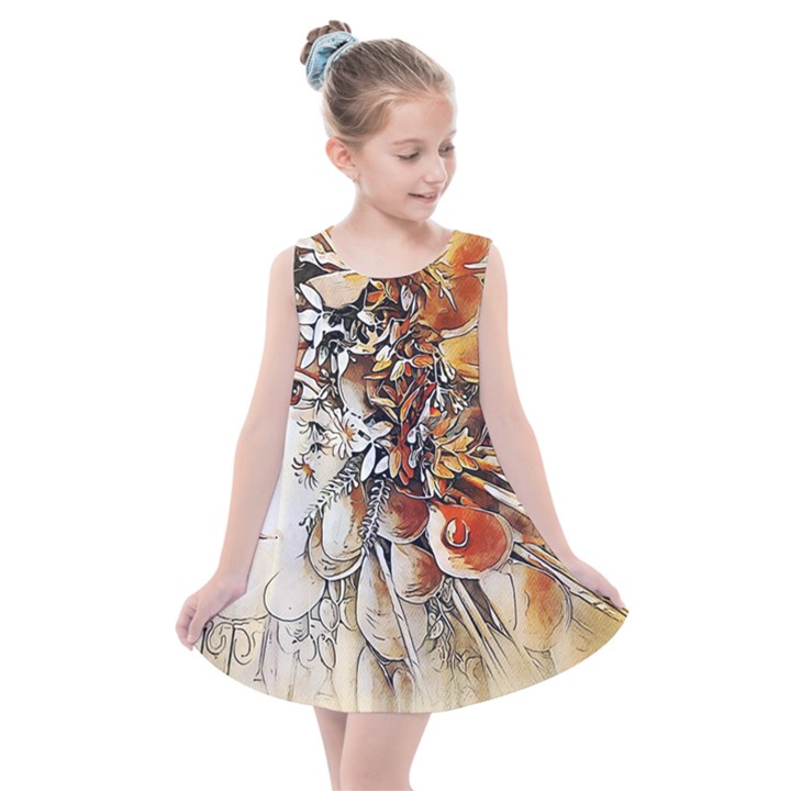 Collage Art The Statue Of Shell Kids  Summer Dress