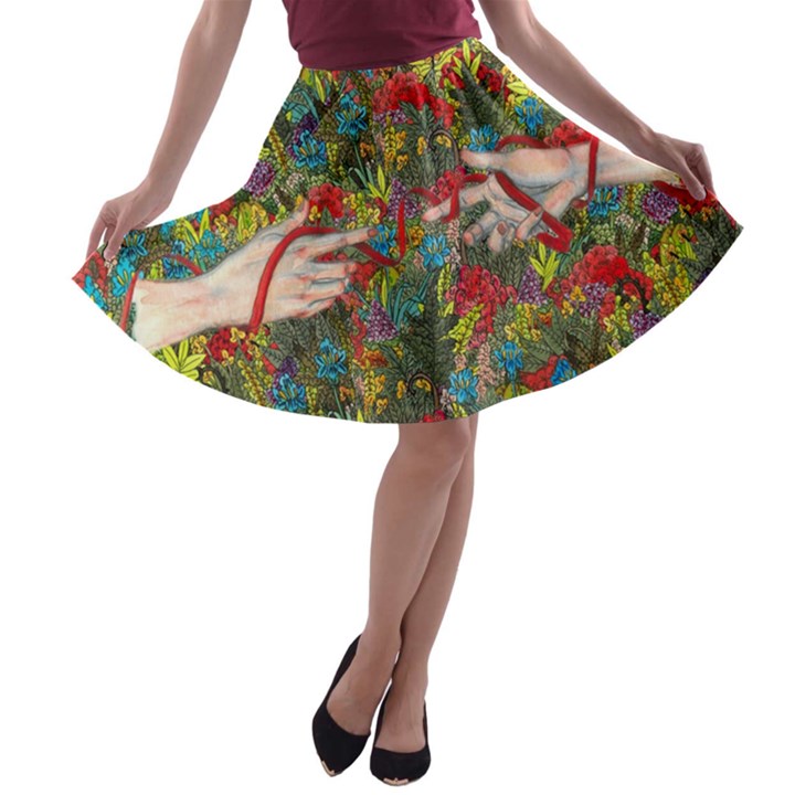 Touch Watercolor Xie Shihong Art A-line Skater Skirt