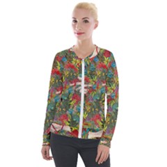 Touch Watercolor Xie Shihong Art Velour Zip Up Jacket by Pakrebo