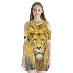 Lion Lioness Wildlife Hunter Shoulder Cutout Velvet One Piece by Pakrebo