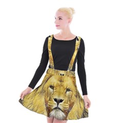 Lion Lioness Wildlife Hunter Suspender Skater Skirt by Pakrebo