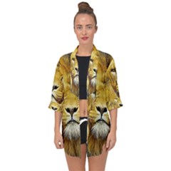 Lion Lioness Wildlife Hunter Open Front Chiffon Kimono by Pakrebo