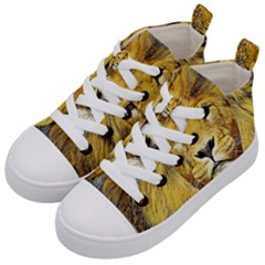 Lion Lioness Wildlife Hunter Kids  Mid-top Canvas Sneakers by Pakrebo