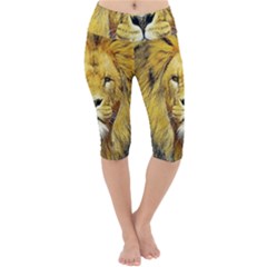 Lion Lioness Wildlife Hunter Lightweight Velour Cropped Yoga Leggings by Pakrebo