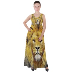 Lion Lioness Wildlife Hunter Empire Waist Velour Maxi Dress by Pakrebo