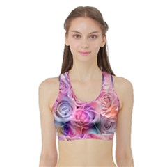 Rose Bouquet Flower Petal Floral Sports Bra With Border by Pakrebo