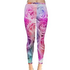 Rose Bouquet Flower Petal Floral Inside Out Leggings by Pakrebo