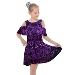 Sequins  White Purple Kids  Shoulder Cutout Chiffon Dress by Pakrebo