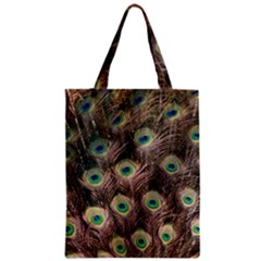 Bird Peacock Tail Feathers Zipper Classic Tote Bag by Pakrebo