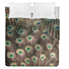 Bird Peacock Tail Feathers Duvet Cover Double Side (queen Size) by Pakrebo