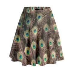 Bird Peacock Tail Feathers High Waist Skirt by Pakrebo