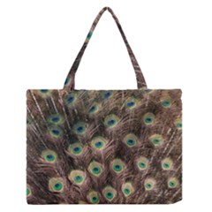 Bird Peacock Tail Feathers Zipper Medium Tote Bag by Pakrebo