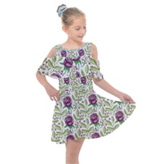 Default Texture Background Floral Kids  Shoulder Cutout Chiffon Dress by Pakrebo