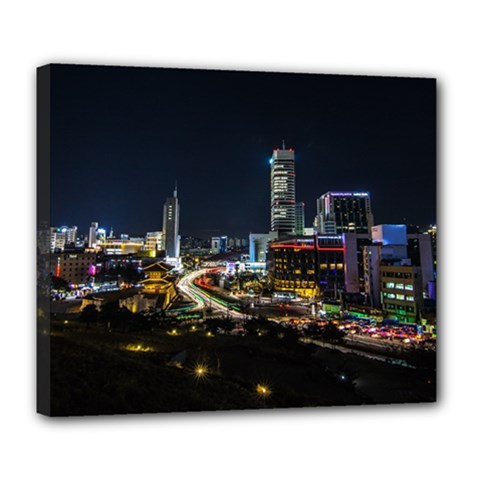 Night City Seoul Travel Korea Sky Deluxe Canvas 24  X 20  (stretched) by Pakrebo