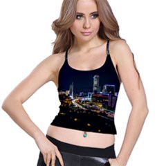 Night City Seoul Travel Korea Sky Spaghetti Strap Bra Top by Pakrebo