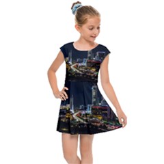 Night City Seoul Travel Korea Sky Kids  Cap Sleeve Dress by Pakrebo