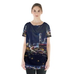 Night City Seoul Travel Korea Sky Skirt Hem Sports Top by Pakrebo