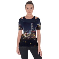 Night City Seoul Travel Korea Sky Shoulder Cut Out Short Sleeve Top by Pakrebo