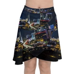 Night City Seoul Travel Korea Sky Chiffon Wrap Front Skirt by Pakrebo