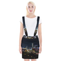 Night City Seoul Travel Korea Sky Braces Suspender Skirt by Pakrebo