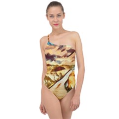 Painting Expressive Colors Texture Classic One Shoulder Swimsuit by Pakrebo