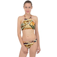 Painting Expressive Colors Texture Racer Front Bikini Set by Pakrebo