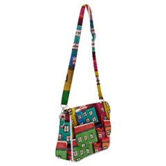 Houses Handmade Cultural Shoulder Bag With Back Zipper by Pakrebo