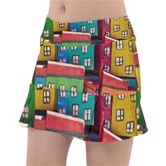 Houses Handmade Cultural Tennis Skirt by Pakrebo