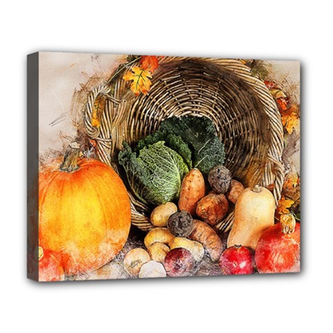 Pumpkin Vegetables Autumn Deluxe Canvas 20  X 16  (stretched) by Pakrebo