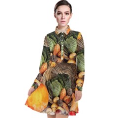 Pumpkin Vegetables Autumn Long Sleeve Chiffon Shirt Dress by Pakrebo