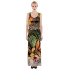 Pumpkin Vegetables Autumn Maxi Thigh Split Dress by Pakrebo