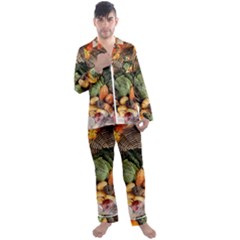 Pumpkin Vegetables Autumn Men s Satin Pajamas Long Pants Set by Pakrebo