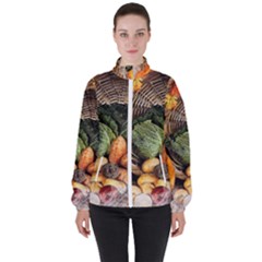 Pumpkin Vegetables Autumn Women s High Neck Windbreaker by Pakrebo